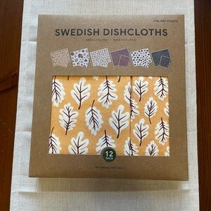 Swedish Dishcloths 12 Pack - Leaf Design in Orange and White